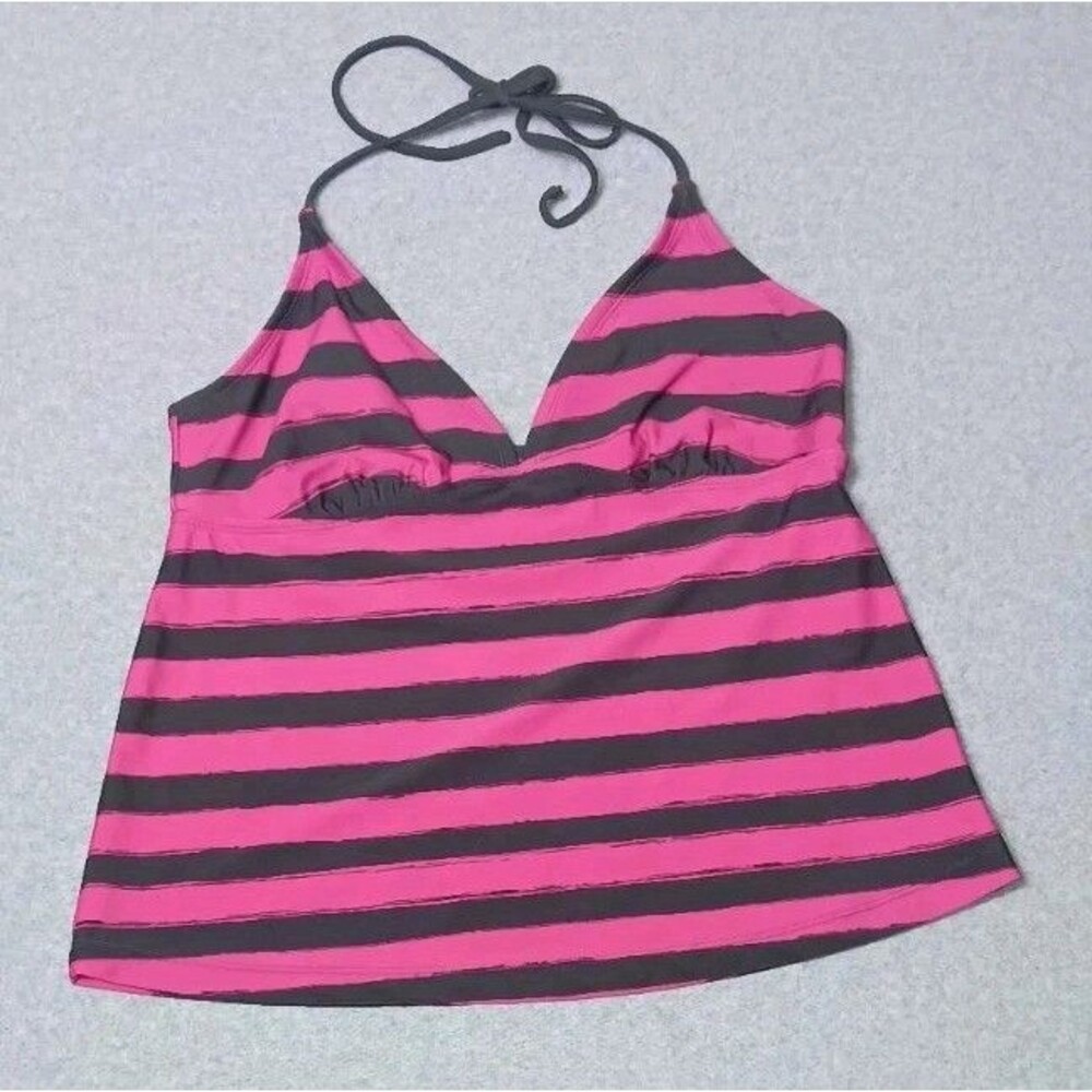 Converse One Star Halter Tankini Top Large Black Pink Swimsuit Y2k Retro Summer